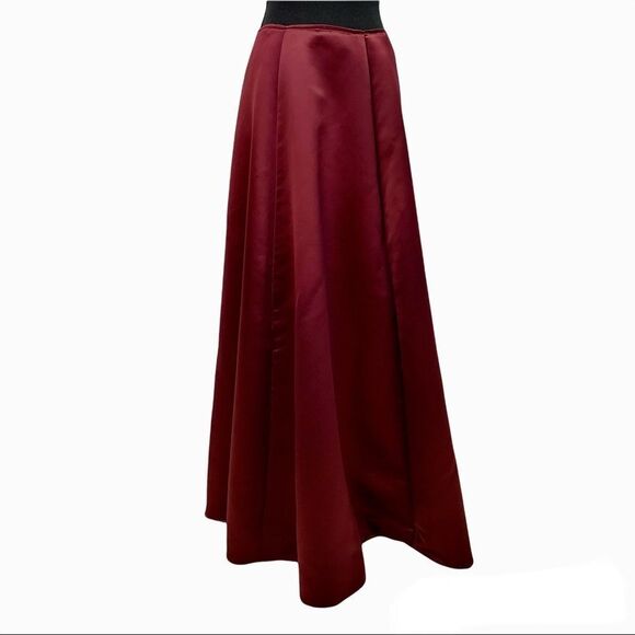 𝅺BURGUNDY maroon plum wine coloured satin maxi skirt size 4 - Picture 3 of 12